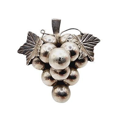 Signed Taxco TC-1? Sterling Cluster Grape Brooch 33.5g