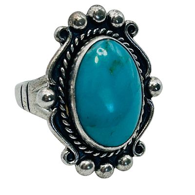 Bell Trading Post Sterling Turquoise Ring Size 6.5, 7.26 G. Bell trading Post Sterling turquoise 