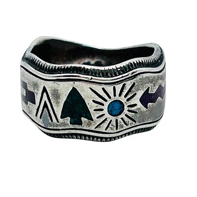 Carolyn Pollack Sterling Inlay Storytelling Ring Size 5, 5.78 G. Carolyn Pollack sterling inlay 