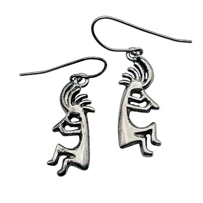 Signed Alvin Thompson Navajo Sterling Kokopelli Dangle Earrings 3.29 G. signed Alvin Thompson 