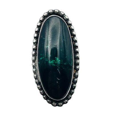 Navajo Signed Malachite Sterling Oval Ring Size 7, 7.9 G. Navajo signed malachite sterling oval 