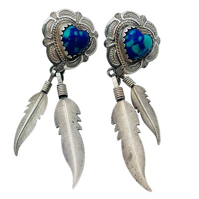 Navajo QT Turquoise Sterling Dangle Earrings 6.12 G. Navajo QT turquoise Sterling dangle 