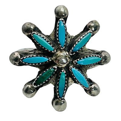 Zuni Sterling Needlepoint Turquoise Ring Sz 5.5, 3.1 G. Zuni sterling needlepoint turquoise ring 