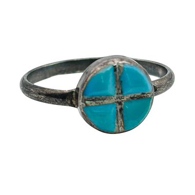 Navajo Turquoise Signed EZR Ring Size 4, 1.2 G. Navajo turquoise signed EZR ring size 4 1.2 g