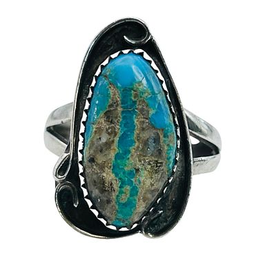 Navajo Sterling Turquoise Ring Size 8, 5.5 G. Navajo Sterling turquoise ring size 8 5.5 g