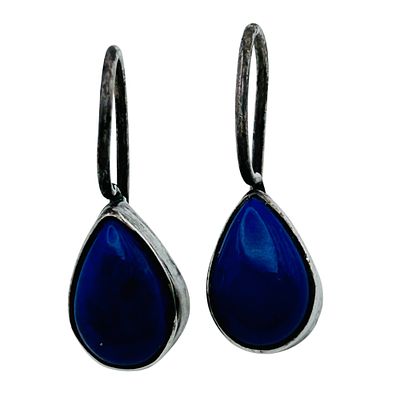 Navajo Lapis Lazuli Signed RS Sterling Hook Earrings 1.77 G. Navajo lapis lazuli signed RS 