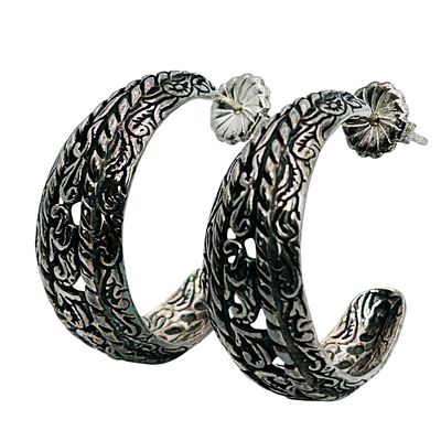 Carolyn Pollack Sterling Hoop Earrings Push Back 8.69 G. Carolyn Pollack sterling hoop earrings 