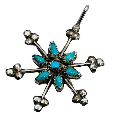 Native Sterling Turquoise Pendant 4.1 G. Native sterling turquoise pendant 4.1 g