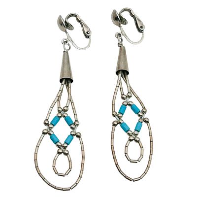 Southwest Sterling Clip On Turquoise Earrings 4.45 G. Southwest Sterling clip on turquoise 