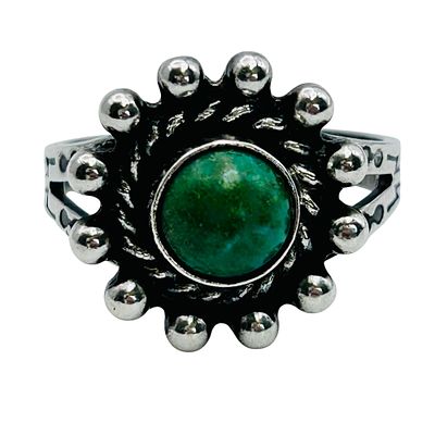 Navajo Sterling MALACHITE Ring Band Markings Size 7, 3.72 G. Navajo Sterling MALACHITE ring band 