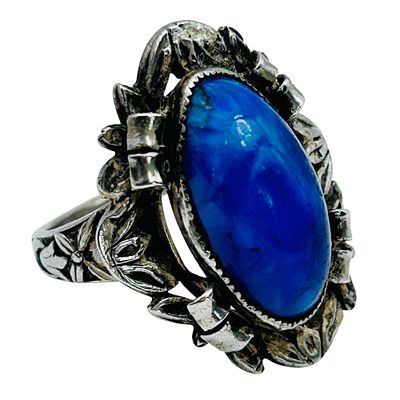 Southwest Lapis Lazuli Sterling Oval Ring Size 5, 6.06 G. Southwest lapis lazuli Sterling oval 
