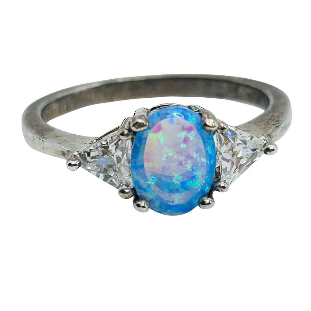 Lot 234: Avon Sterling Opal Ring Size 7, 2.64 G