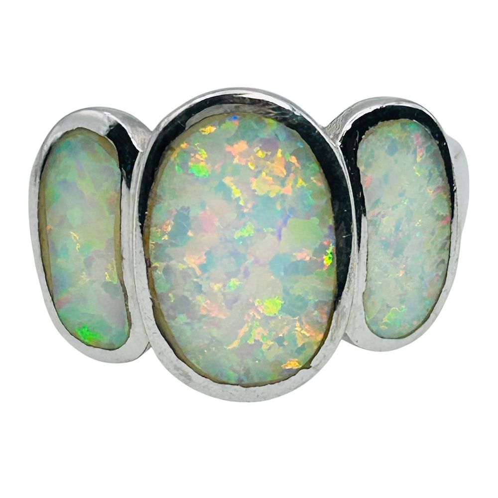 Lot 238: FAS Opal Sterling Ring, Size 7, 3.78 G
