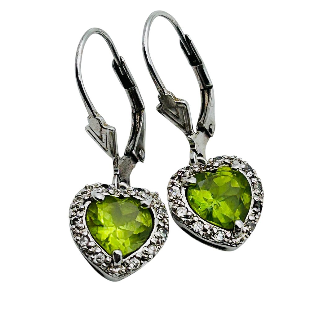 Lot 249: SILPADA Sterling Green-stone Heart Dangle Earrings 3.8 G