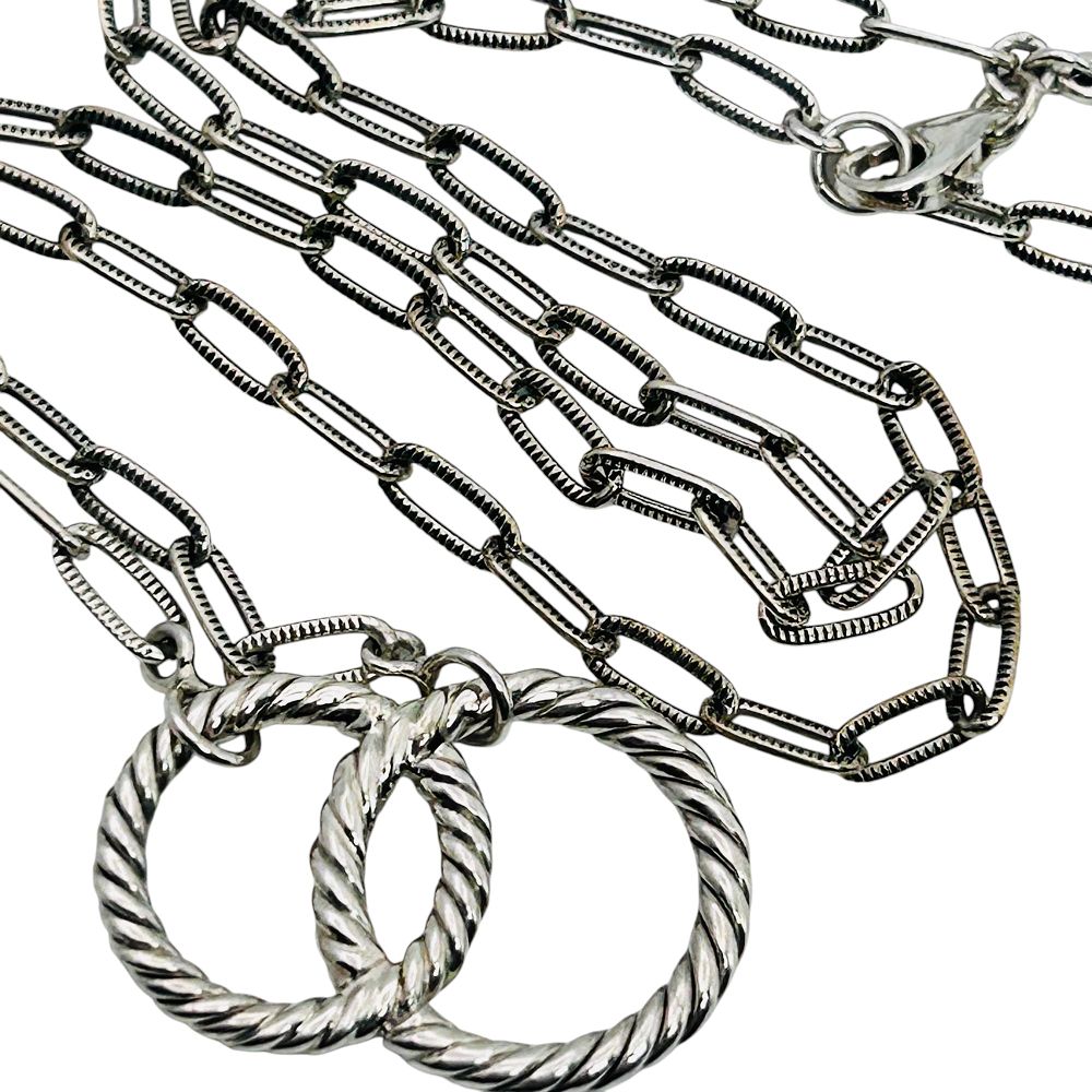 Lot 319: Samuel B Sterling Adjustable Link Chain Interlocking Circle Pendant 9.42 G