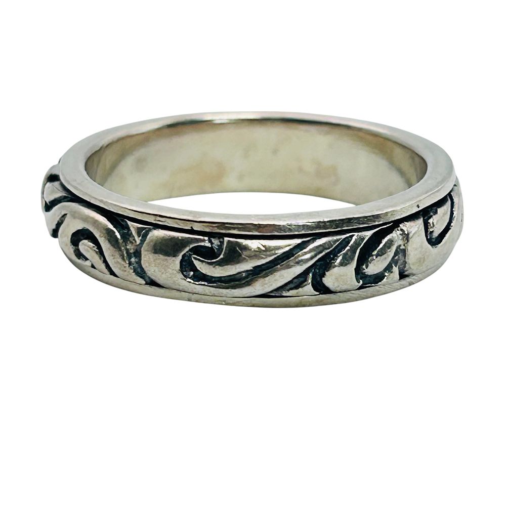 Lot 348: Sterling Spinner Wave Band Ring Size 10, 6.34 G