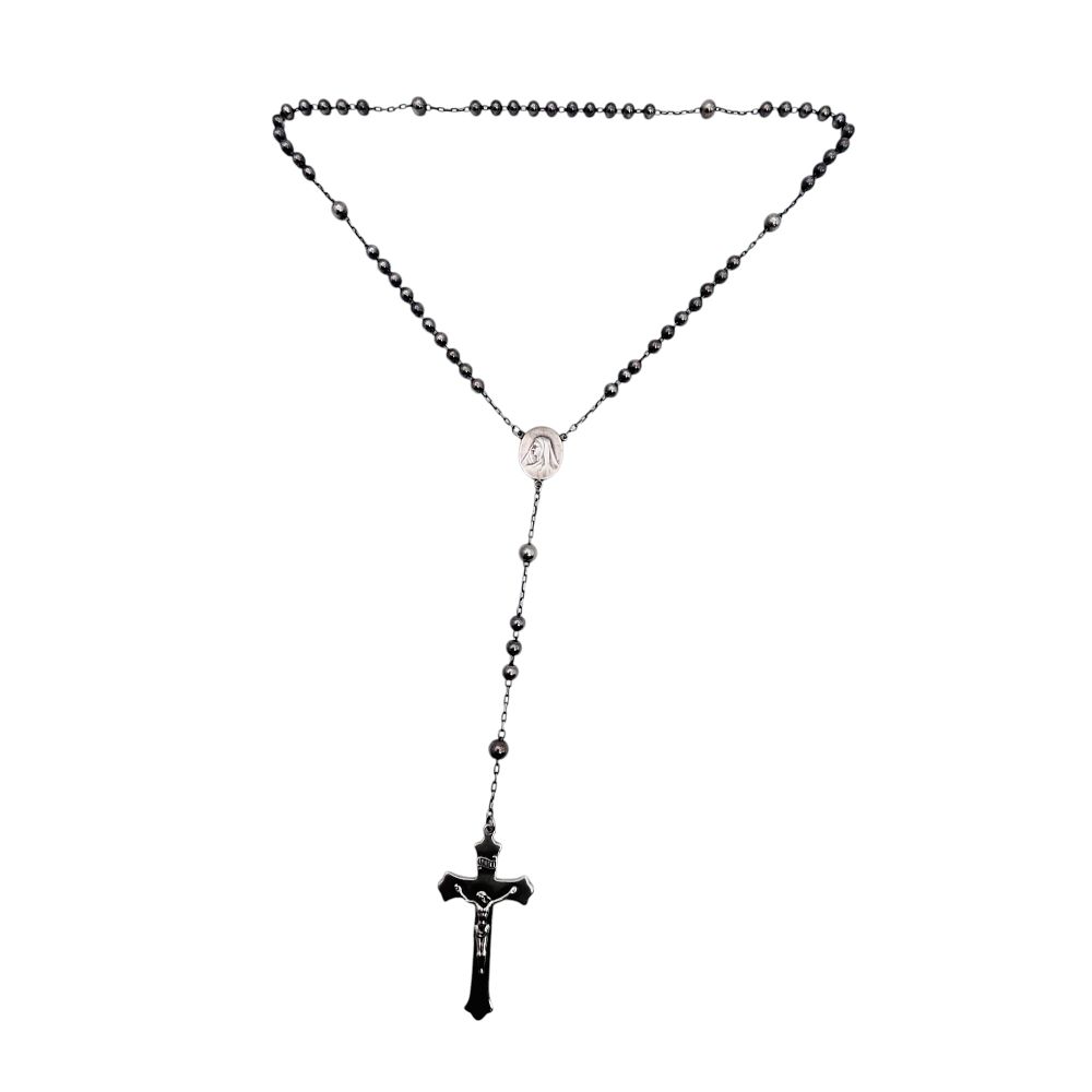 Lot 372: Sterling Crucifix Beaded Rosary 11.6 G