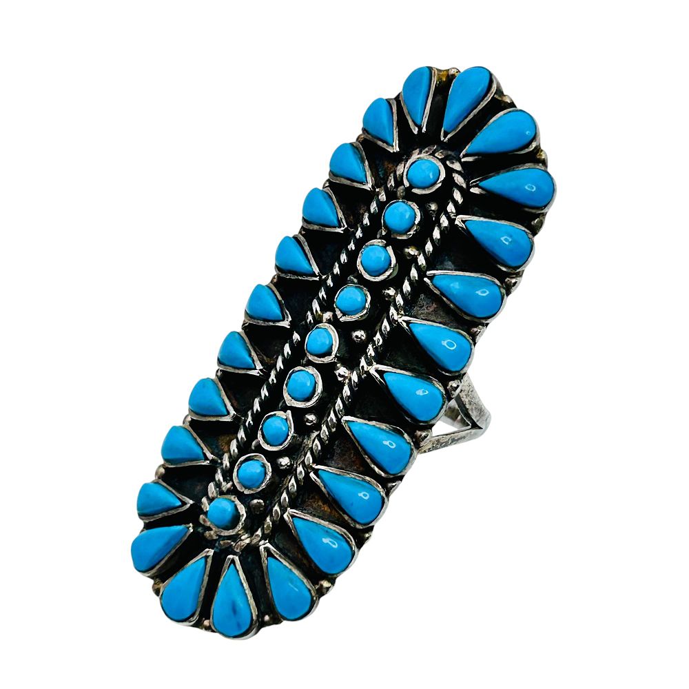 Lot 454: Navajo Sterling Turquoise Ring Size 7, 13.48 G