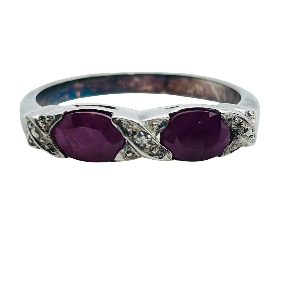 Lot 487: Ruby And Diamond Sterling Ring Size 7, 2.47g