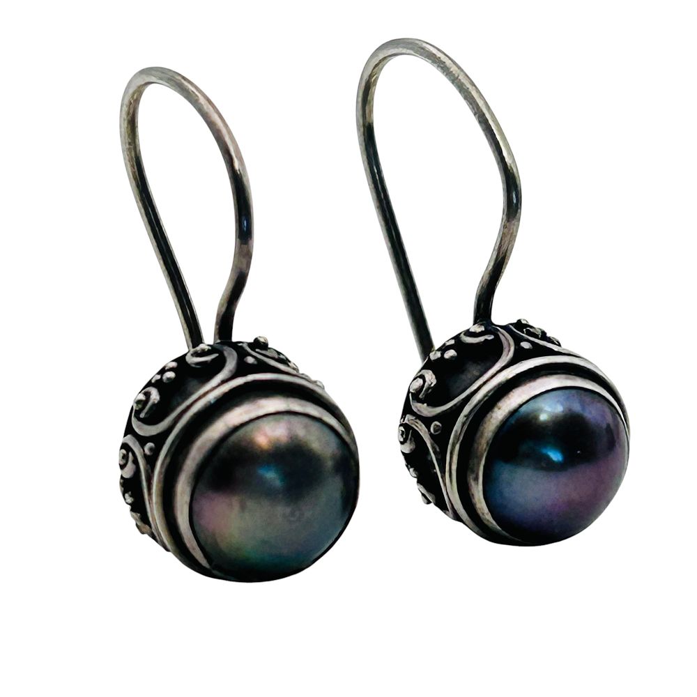 Lot 494: Pearl Sterling Earrings 3.4g