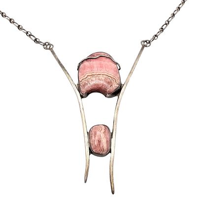 S. McCrory Rhodonite Sterling Silver Necklace 44.4 G
