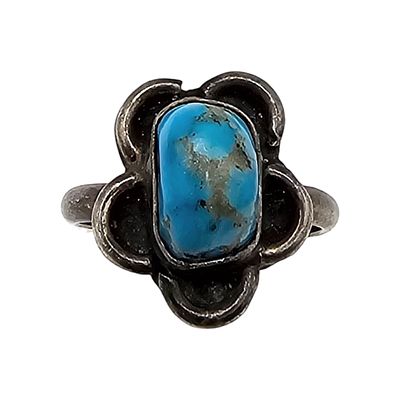 Navajo Turquoise Sterling Silver Ring 5.5 3.8 G