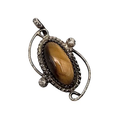 Navajo Tiger's Eye Sterling Silver Pendant 2.5 G