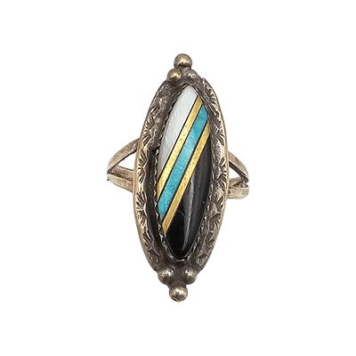 Beverly Thomas? Multi Stone Inlay Sterling Silver Ring Size 4.75 4.7 G. Beverly Thomas? Mother