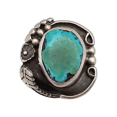 Navajo Turquoise Sterling Silver Ring Size 5.5 7.7 G