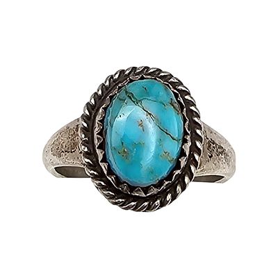 Navajo Turquoise Sterling Silver Ring Size 5 3.1 G, as-is, crack shown in photos