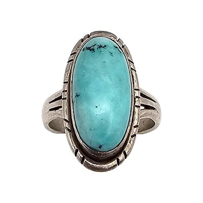 Navajo Turquoise Sterling Silver Ring Size 7.25 5.9 G