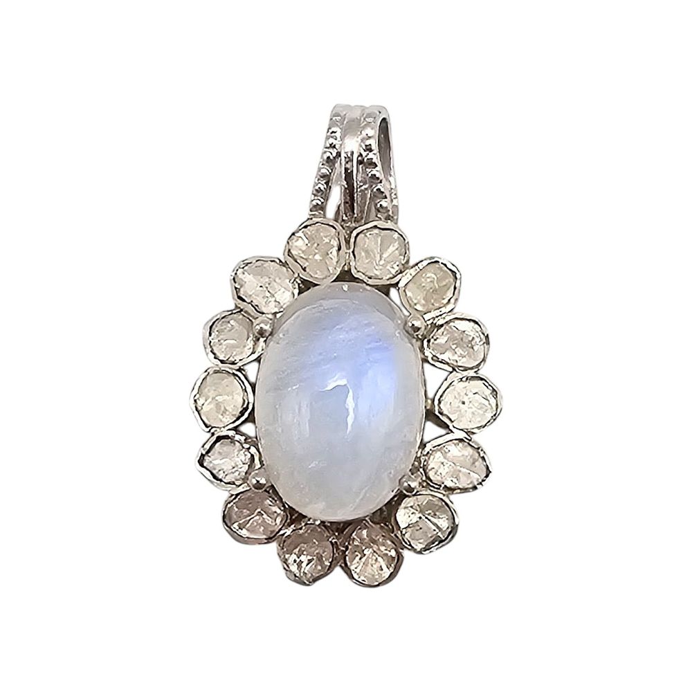 D'Joy Diamond Moonstone Sterling Silver Pendant 5.8 G