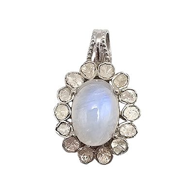 D'Joy Diamond Moonstone Sterling Silver Pendant 5.8 G