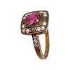 STS Ruby White Zircon Gold Over Sterling Silver Cocktail Ring Size 8.5 3.9 GImage - 1