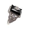 X STS Onyx Rhinestone Sterling Silver Cocktail Ring Size 10 9.5 GImage - 1