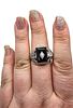 X STS Onyx Rhinestone Sterling Silver Cocktail Ring Size 10 9.5 GImage - 2