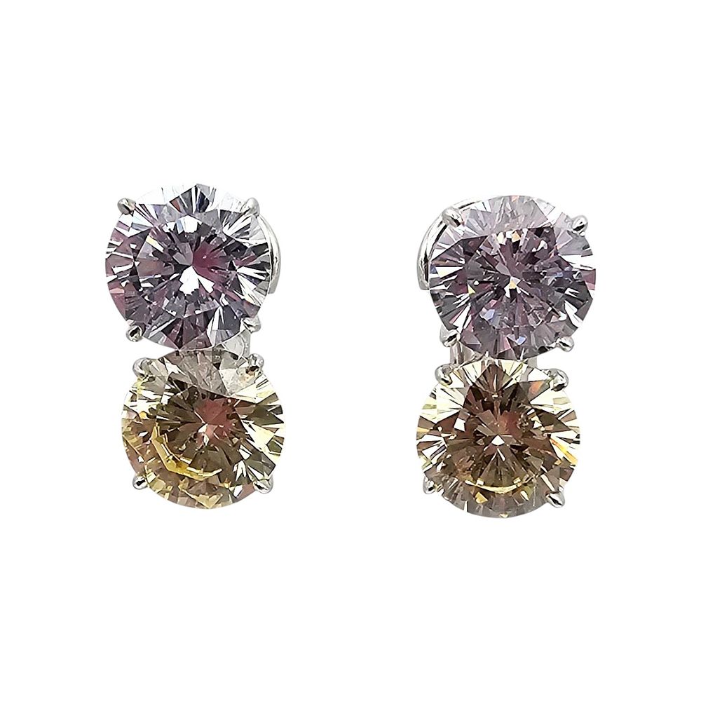 Signed Clear Yellow Stone Sterling Silver Earrings 5.6 G
