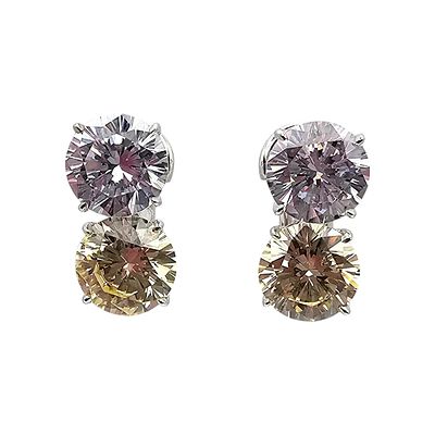 Signed Clear Yellow Stone Sterling Silver Earrings 5.6 G