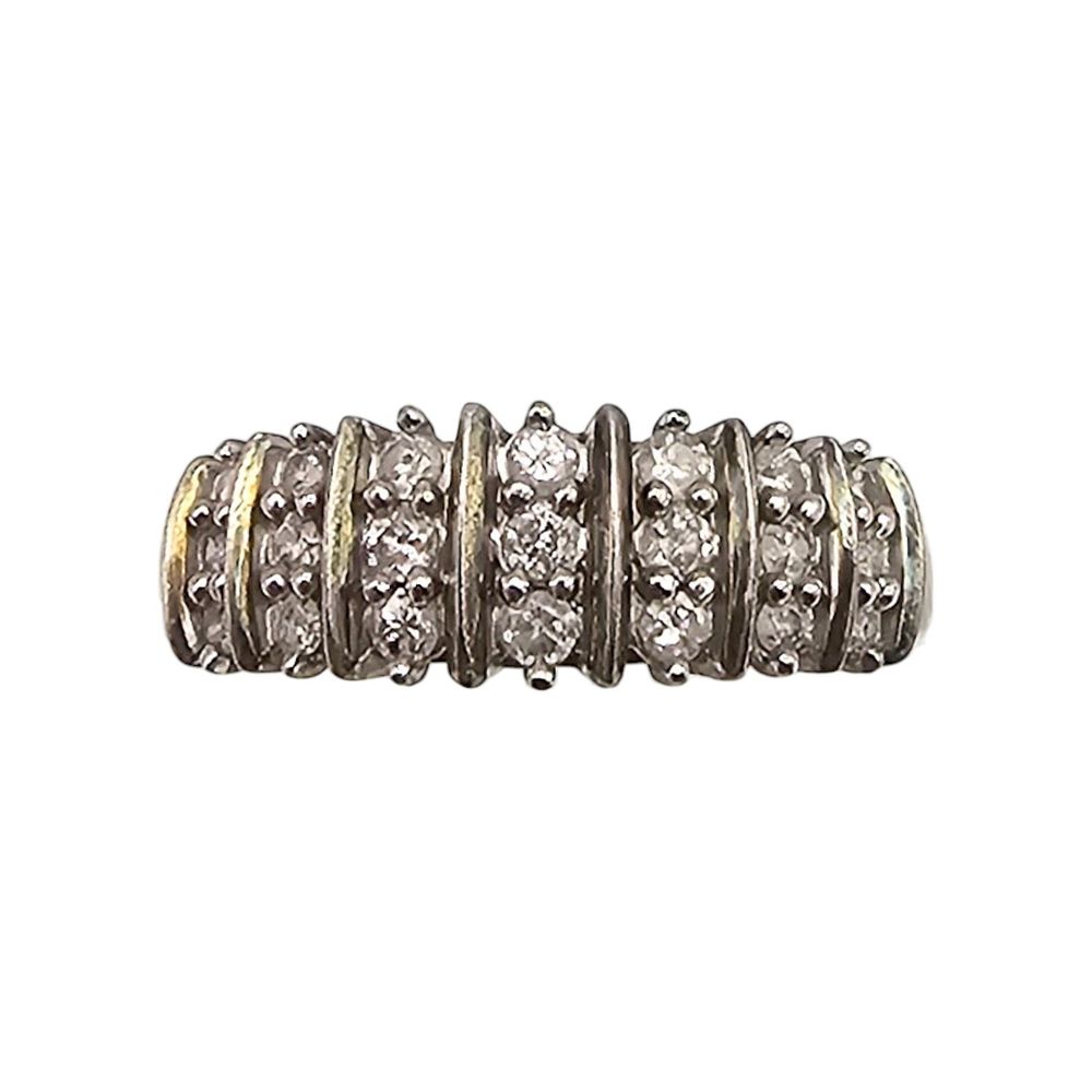 SK9 Diamond Gold Over Sterling Silver Cocktail Ring Size 7.5 2.8 G