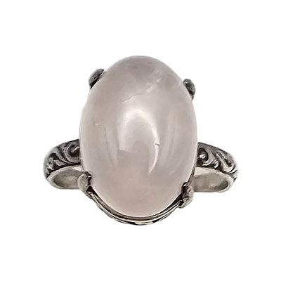 Rose Quartz Sterling Silver Ring Size 9.75 5.3 G