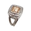 Cushion Cut Rhinestone Sterling Silver Cocktail Ring Size 5.75 5.5 GImage - 1