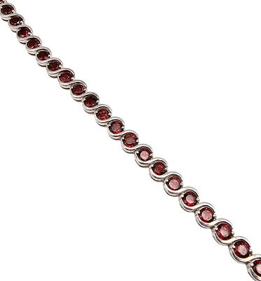 Garnet Sterling Silver Tennis Bracelet 16.2 G