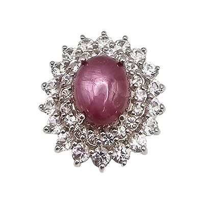 D'Joy Sapphire White Topaz Sterling Silver Cocktail Ring Size 9.5 10.4 G
