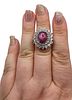 D'Joy Sapphire White Topaz Sterling Silver Cocktail Ring Size 9.5 10.4 GImage - 2