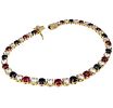 N Red White Blue Cubic Zirconia Gold Over Sterling Silver Tennis Bracelet 10.6 GImage - 1