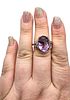 D'Joy Amethyst Rose Gold Over Sterling Silver Cocktail Ring Size 9.5 7.3 GImage - 2