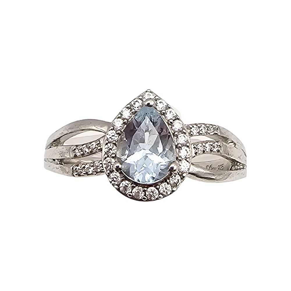 D'Joy Aquamarine Sterling Silver Cocktail Ring Size 9.25 4.1 G