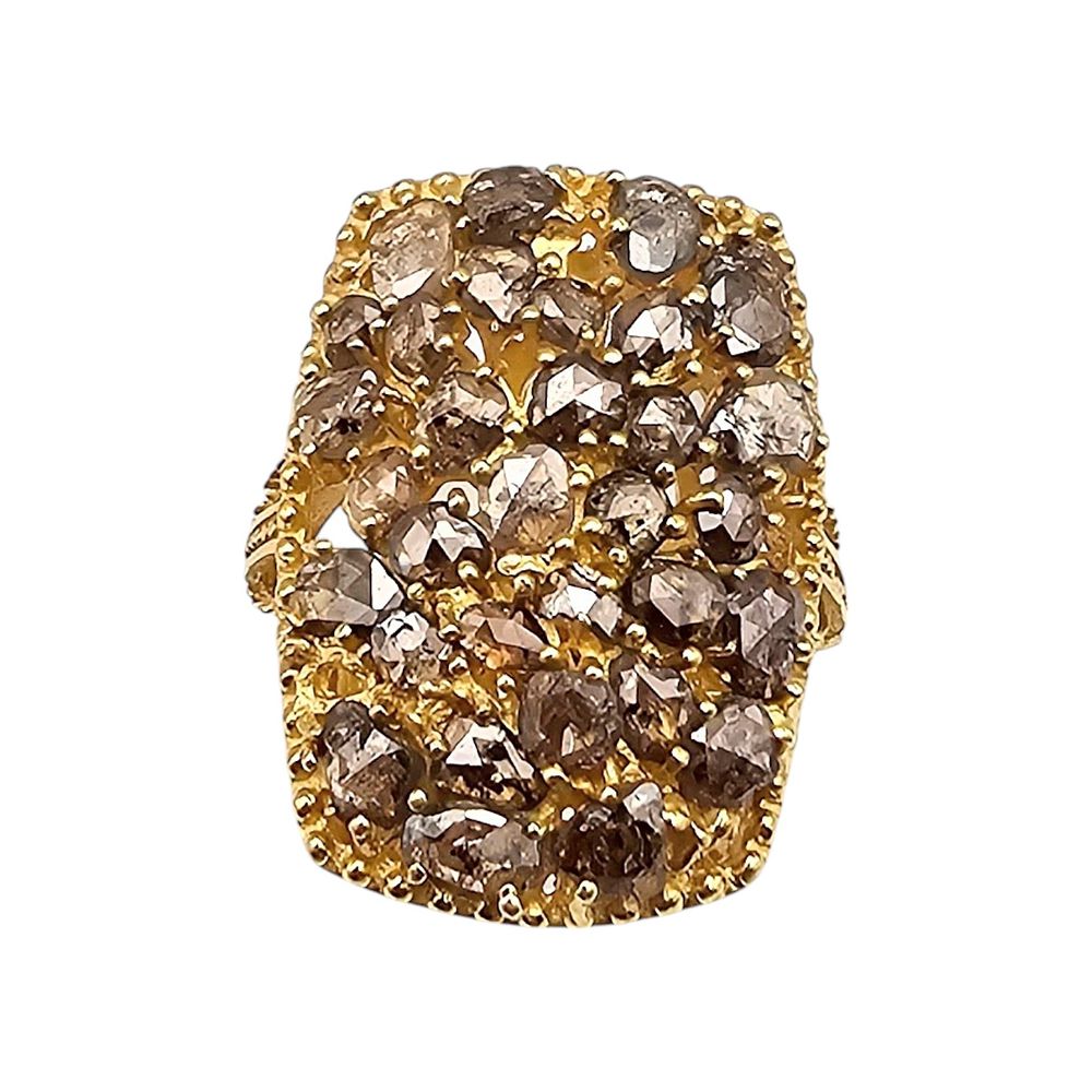 D'Joy Diamond Gold Over Sterling Silver Cocktail Ring Size 7.5 8.5 G