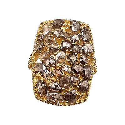 D'Joy Diamond Gold Over Sterling Silver Cocktail Ring Size 7.5 8.5 G