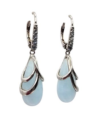 Topaz Larimar Sterling Silver Dangle Earrings 5.9 G. Topaz larimar Sterling Silver Drop Dangle